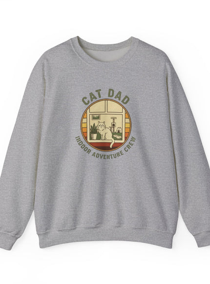 "Cat Dad Indoor Adventure Crew" Unisex Adult Sweatshirt