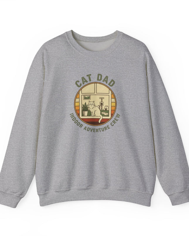 "Cat Dad Indoor Adventure Crew" Unisex Adult Sweatshirt