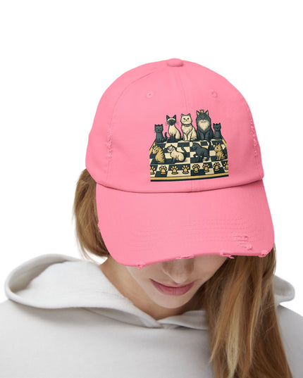"Chess with cat pieces" Unisex Distressed Cap