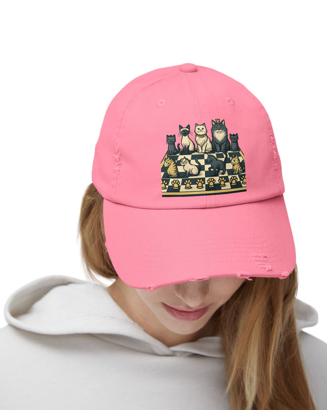 "Chess with cat pieces" Unisex Distressed Cap