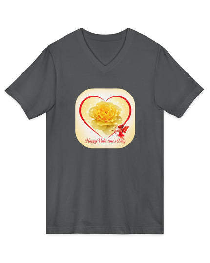 "Happy Valentine's Day" Unisex Jersey Short Sleeve V-Neck Tee