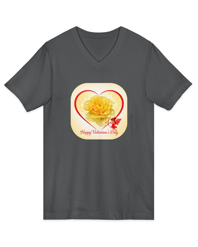 "Happy Valentine's Day" Unisex Jersey Short Sleeve V-Neck Tee