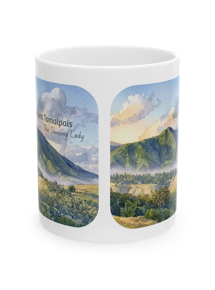 "Mount Tamalpais, the Sleeping Lady" Ceramic Mug, (11oz, 15oz)