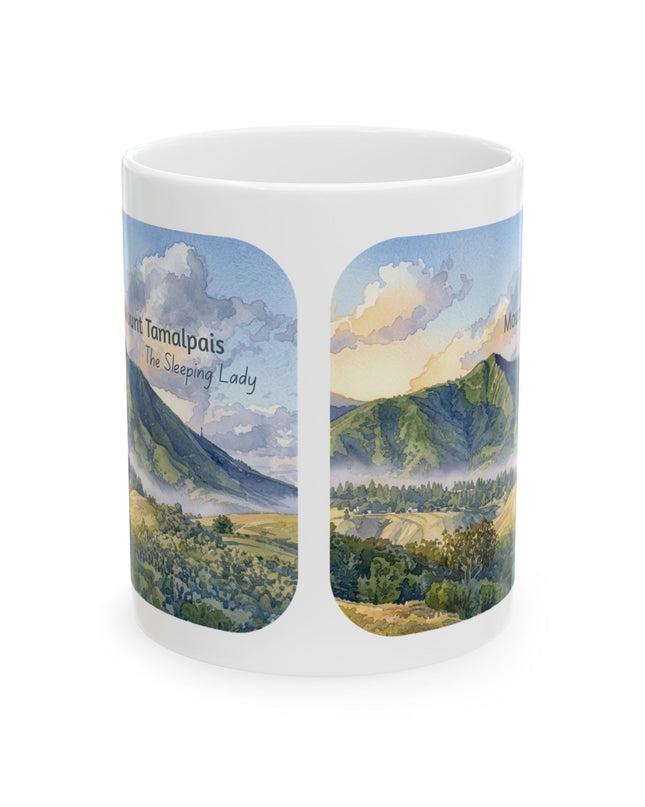 "Mount Tamalpais, the Sleeping Lady" Ceramic Mug, (11oz, 15oz)