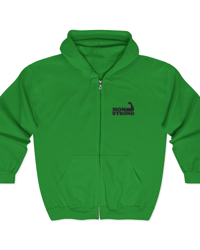 "Mom Strong (Black embroidery) " Unisex Heavy Blend Full Zip Hooded Sweatshirt