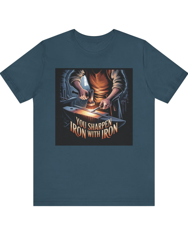 "You sharpen iron with iron" Unisex Jersey Short Sleeve Tee