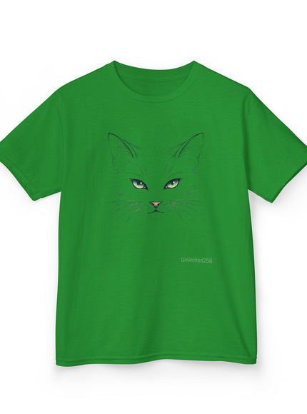 "Cat Face Sketch" Kids Heavy Cotton Tee