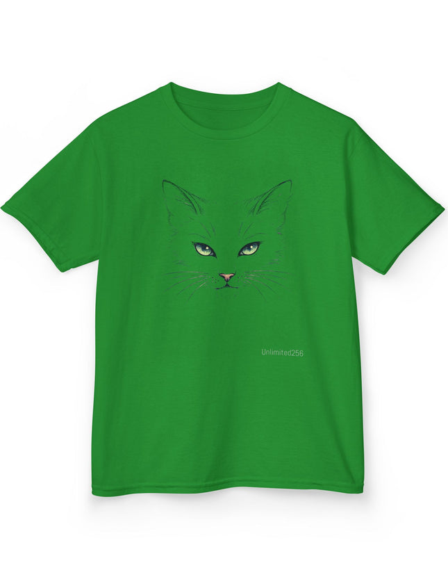 "Cat Face Sketch" Kids Heavy Cotton Tee