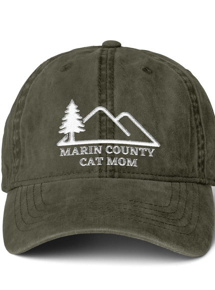 "Marin County Cat Mom" Women's Pigment-Dyed Cap with Fashion Undervisor (Embroidery)