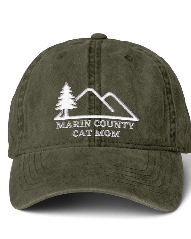 "Marin County Cat Mom" Women's Pigment-Dyed Cap with Fashion Undervisor (Embroidery)
