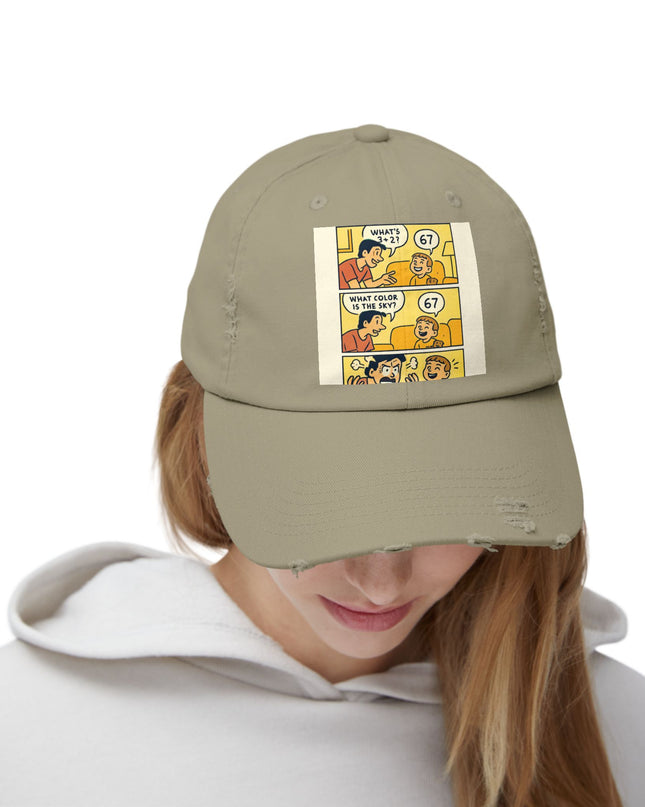 "67 is a Child's Only Answer" - Unisex Distressed Cap