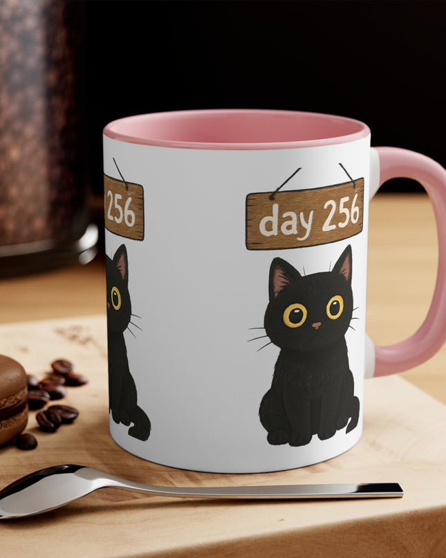 "Day 256 Not Blinking Black Cat" Accent Mug