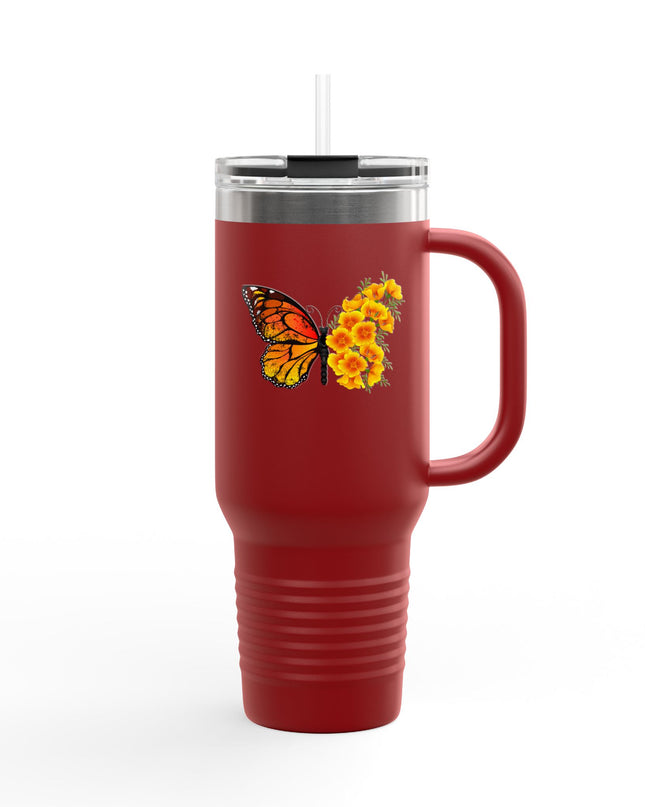 "Butterfly Poppies" Insulated Travel Mug, 40oz
