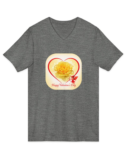 "Happy Valentine's Day" Unisex Jersey Short Sleeve V-Neck Tee
