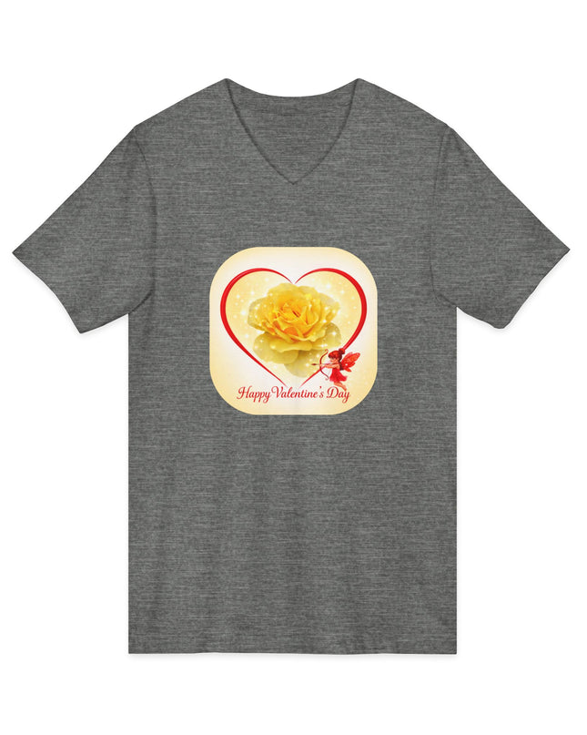"Happy Valentine's Day" Unisex Jersey Short Sleeve V-Neck Tee