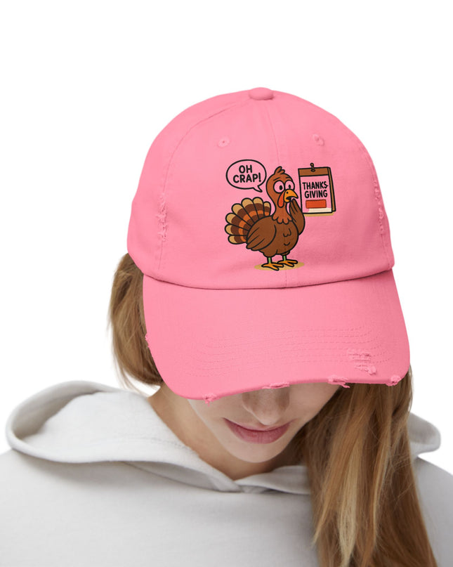 "Oh crap, Thanksgiving" Unisex Distressed Cap