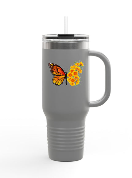"Butterfly Poppies" Insulated Travel Mug, 40oz