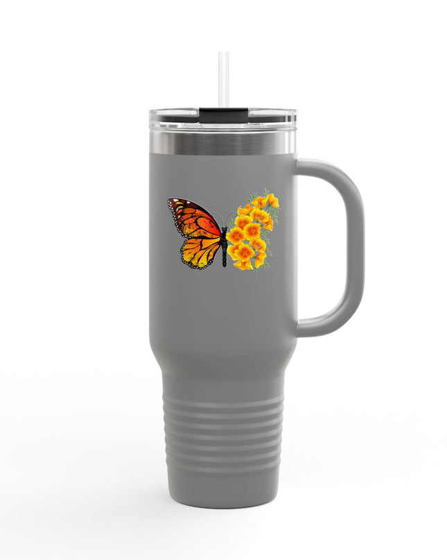 "Butterfly Poppies" Insulated Travel Mug, 40oz