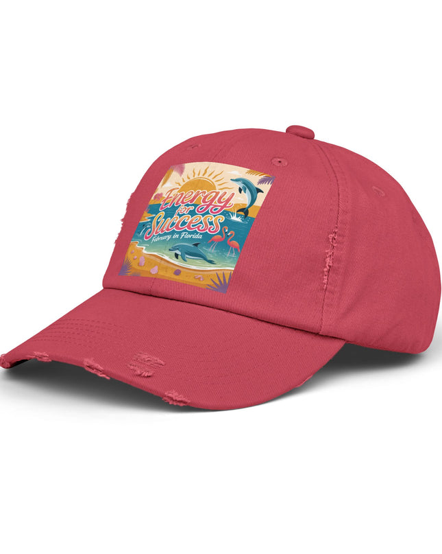 "February in Florida, Energy for Success" Unisex Distressed Cap