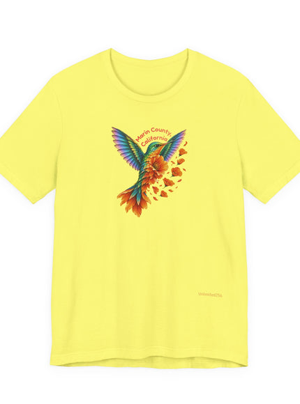 "Hummingbird and Poppies" Unisex Jersey Short Sleeve Tee