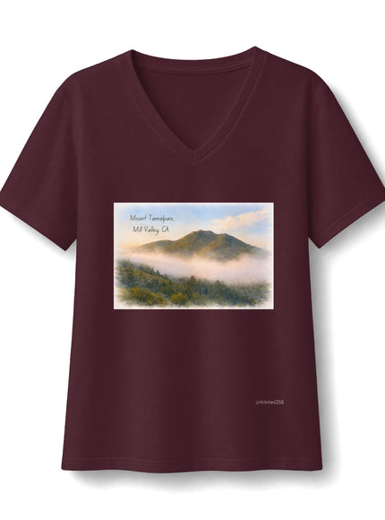 "Mount Tamalpais, Mill Valley, California" Women's Relaxed Jersey Short Sleeve V-Neck Tee
