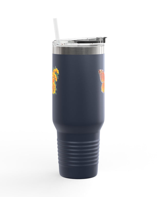 "Butterfly Poppies" Insulated Travel Mug, 40oz