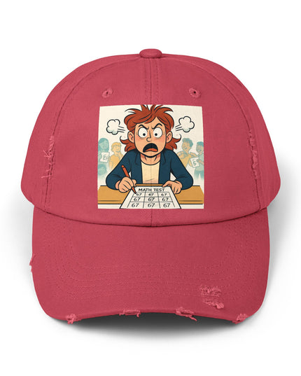 "67 with a Frustrated Math Teacher" - Unisex Distressed Cap