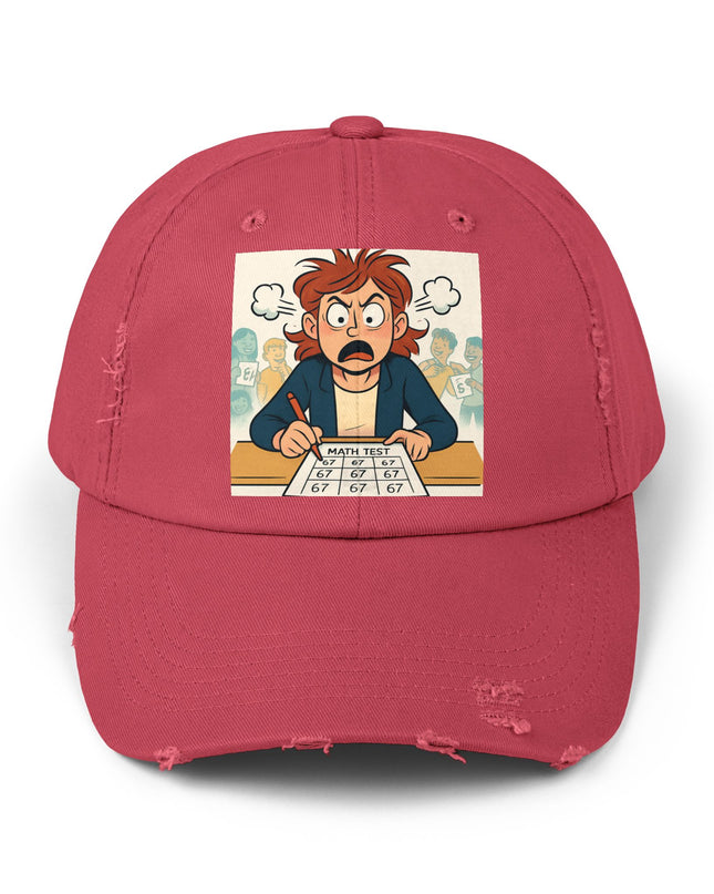 "67 with a Frustrated Math Teacher" - Unisex Distressed Cap