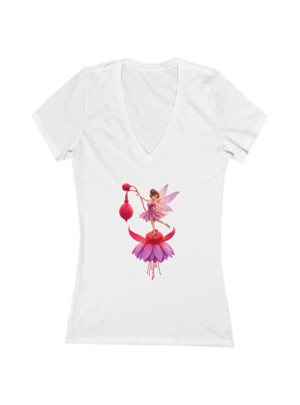"Fuchsia Fairy" Women's Jersey Short Sleeve Deep V-Neck Tee