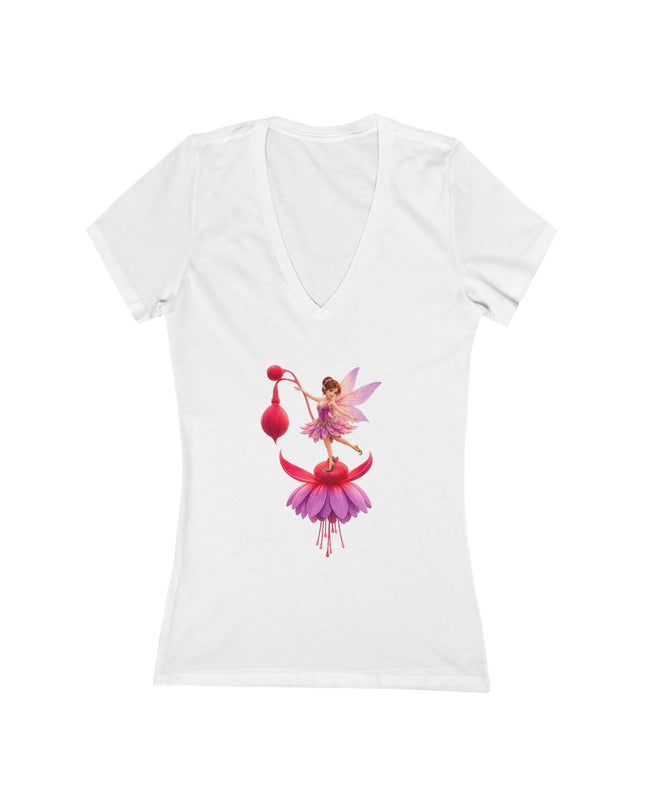 "Fuchsia Fairy" Women's Jersey Short Sleeve Deep V-Neck Tee