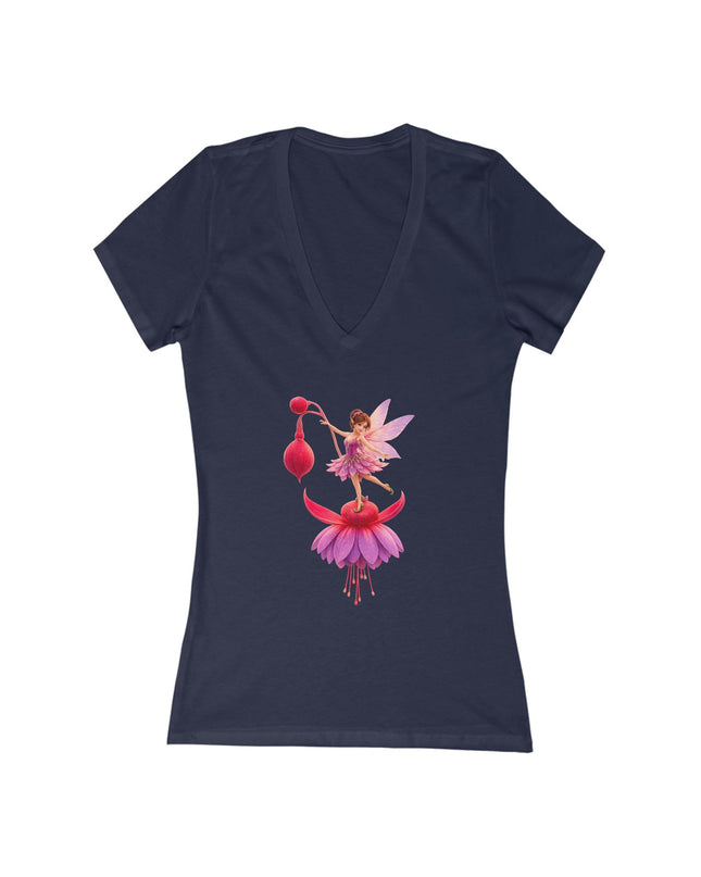"Fuchsia Fairy" Women's Jersey Short Sleeve Deep V-Neck Tee