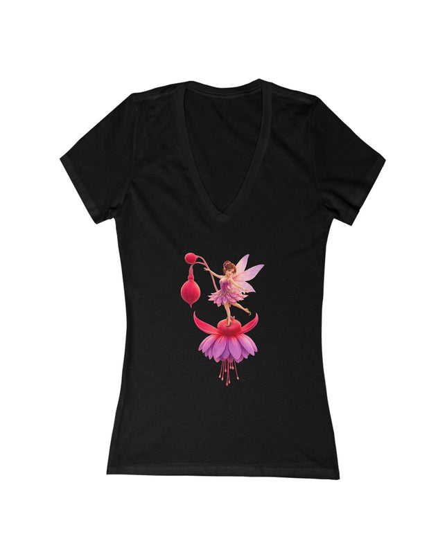 "Fuchsia Fairy" Women's Jersey Short Sleeve Deep V-Neck Tee
