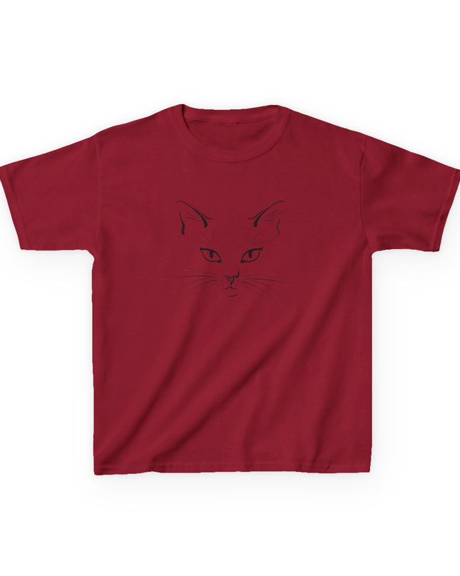 "Cat Face Sketch" Kids Heavy Cotton Tee