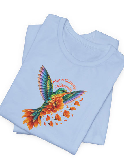 "Hummingbird and Poppies" Unisex Jersey Short Sleeve Tee