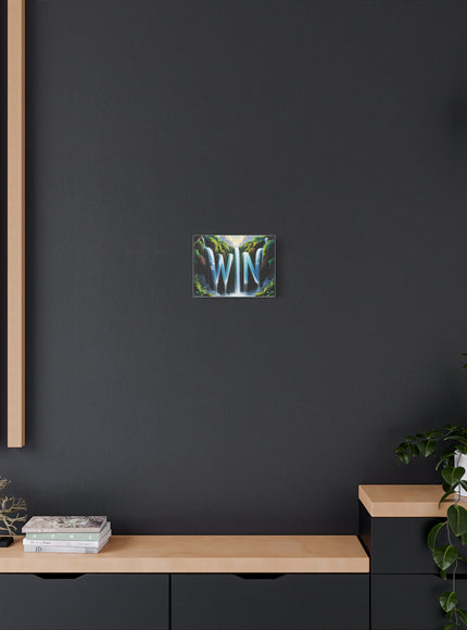 "WIN" Waterfall Matte Canvas, Stretched, 12x9