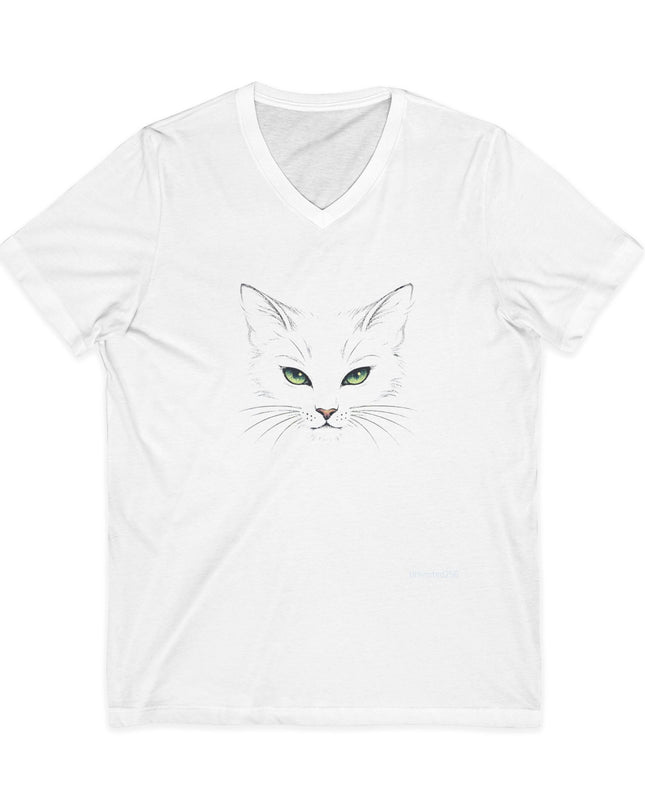 "Cat Face Sketch" Unisex Jersey Short Sleeve V-Neck Tee