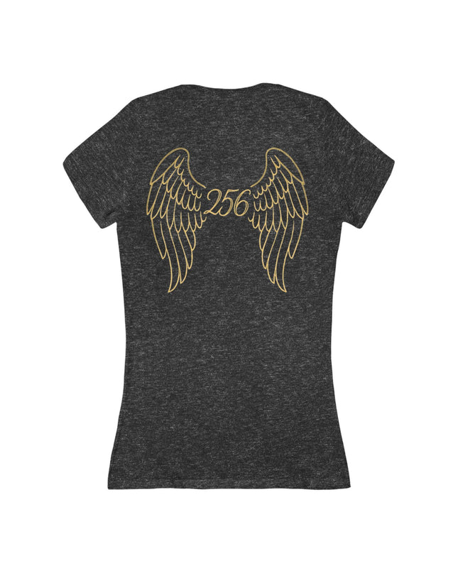 "Unlimited 256 with Wings" Women's Jersey Short Sleeve Deep V-Neck Tee