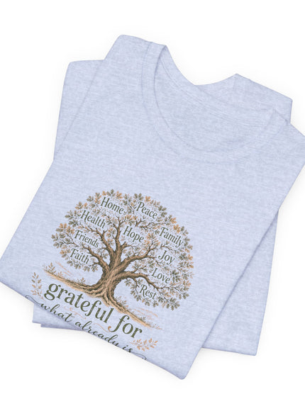 "Grateful For What Already Is" Unisex Jersey Short Sleeve Tee