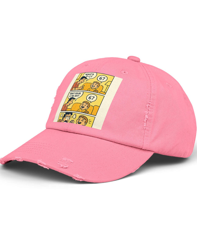 "67 is a Child's Only Answer" - Unisex Distressed Cap
