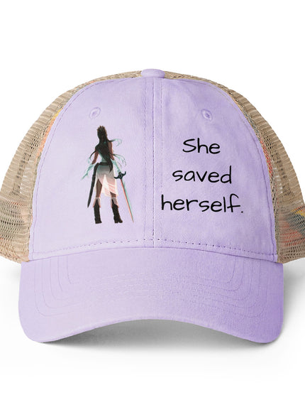"She Saved Herself OG" Women's Washed Mesh-Back Cap