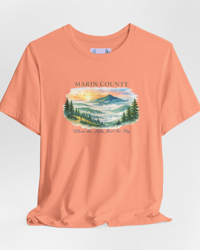 "Marin County, Where the Hills Meet the Sky" Unisex Jersey Short Sleeve Tee