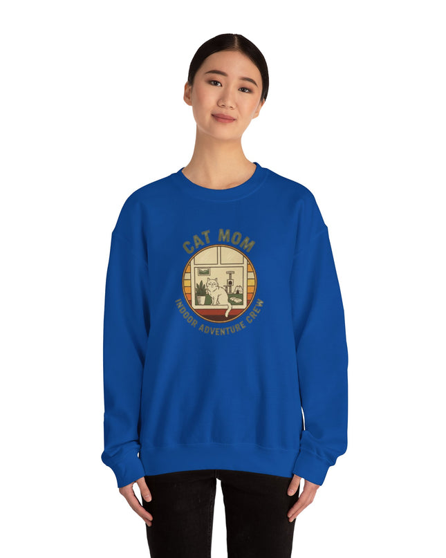 "Cat Mom Indoor Adventure Crew" Unisex Adult Sweatshirt