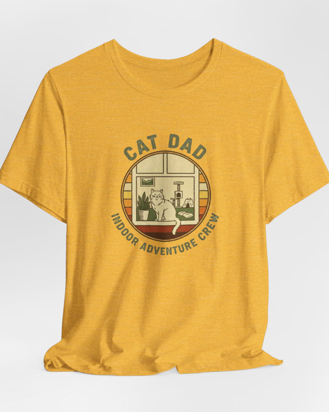 "Cat Dad Indoor Adventure Crew" Unisex Jersey Short Sleeve Tee