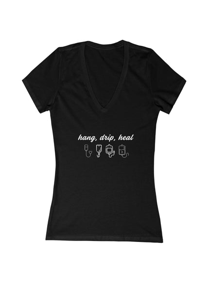 "Hang, Drip, Heal" Women's Jersey Short Sleeve Deep V-Neck Tee