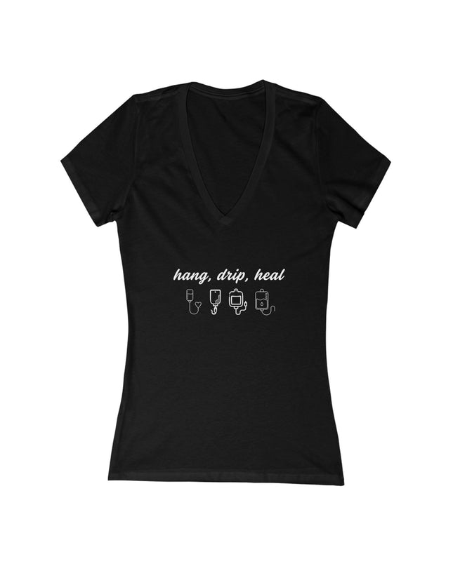 "Hang, Drip, Heal" Women's Jersey Short Sleeve Deep V-Neck Tee