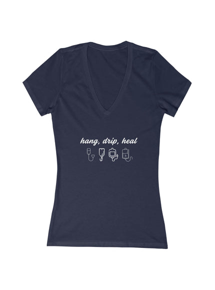 "Hang, Drip, Heal" Women's Jersey Short Sleeve Deep V-Neck Tee