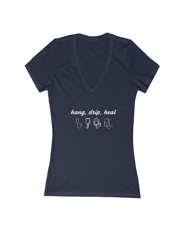 "Hang, Drip, Heal" Women's Jersey Short Sleeve Deep V-Neck Tee
