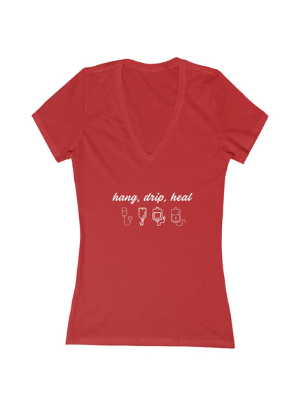 "Hang, Drip, Heal" Women's Jersey Short Sleeve Deep V-Neck Tee