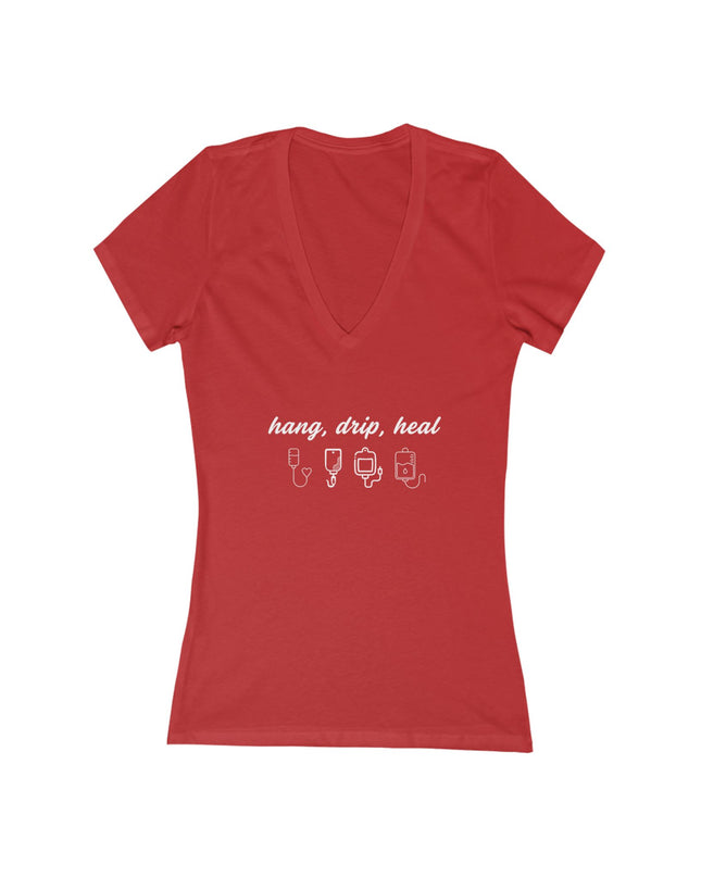 "Hang, Drip, Heal" Women's Jersey Short Sleeve Deep V-Neck Tee
