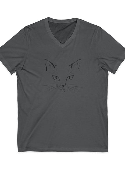 "Cat Face Sketch" Unisex Jersey Short Sleeve V-Neck Tee